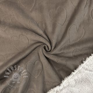 Nicky stoff TEDDY Hearts taupe