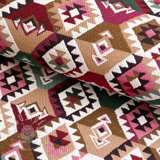 Dekostoff jacquard Kilim fuchsia vert