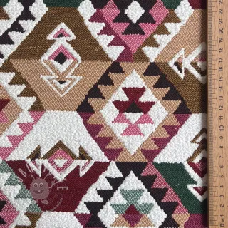 Dekostoff jacquard Kilim fuchsia vert
