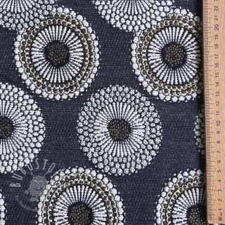 Dekostoff jacquard Jojoba marine