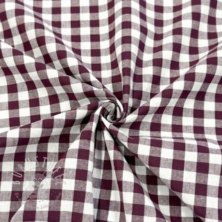 Baumwollstoff Check aubergine