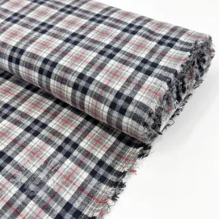 Scottish Check YARN DYED BRUSHED navy ecru red