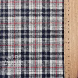 Scottish Check YARN DYED BRUSHED navy ecru red