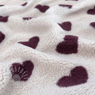 Mantelstoff TEDDY JACQUARD Hearts rouge