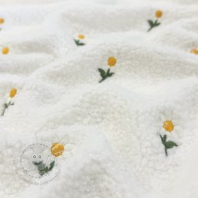Mantelstoff TEDDY EMBROIDERY Flowers off white