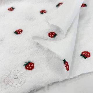 Mantelstoff TEDDY EMBROIDERY Strawberries off white