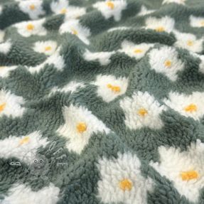 Mantelstoff TEDDY Daisy old green