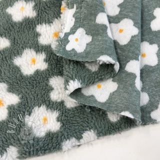 Mantelstoff TEDDY Daisy old green