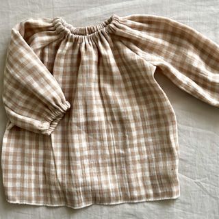 Double gauze/musselin Double sided CHECKS MINI beige