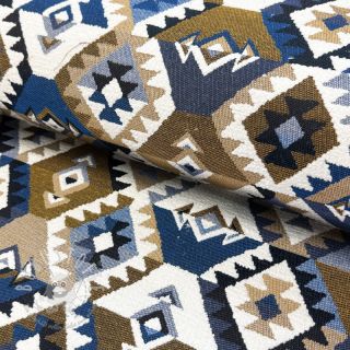Dekostoff jacquard Kilim cobalt havane