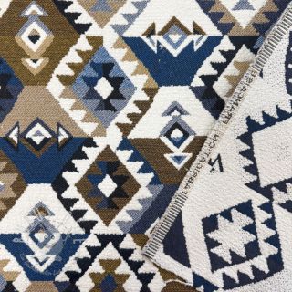 Dekostoff jacquard Kilim cobalt havane