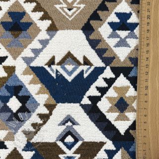 Dekostoff jacquard Kilim cobalt havane