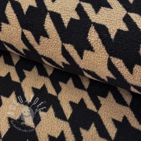 Mantelstoff TEDDY JACQUARD PIED DE POULE camel