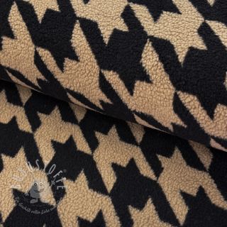 Mantelstoff TEDDY JACQUARD PIED DE POULE camel