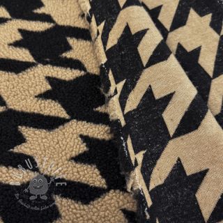 Mantelstoff TEDDY JACQUARD PIED DE POULE camel