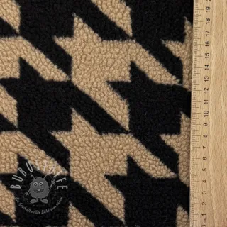 Mantelstoff TEDDY JACQUARD PIED DE POULE camel