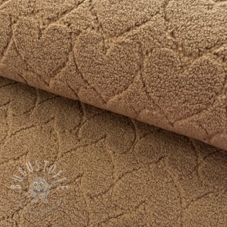 Mantelstoff TEDDY Hearts in hearts brown