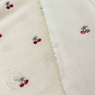 Mantelstoff TEDDY EMBROIDERY Cherries