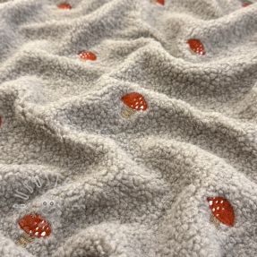 Mantelstoff EMBROIDERY Little mushrooms pebble