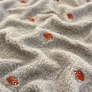 Mantelstoff EMBROIDERY Little mushrooms pebble