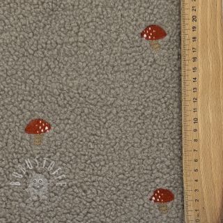 Mantelstoff EMBROIDERY Little mushrooms pebble