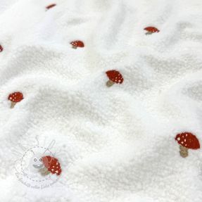 Mantelstoff EMBROIDERY Little mushrooms off white