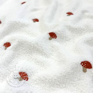 Mantelstoff EMBROIDERY Little mushrooms off white