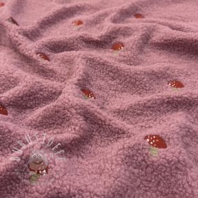 Mantelstoff EMBROIDERY Little mushrooms old pink