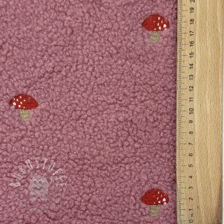 Mantelstoff EMBROIDERY Little mushrooms old pink