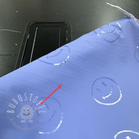 Regenmantel Stoff Happy faces purple 2.Klasse