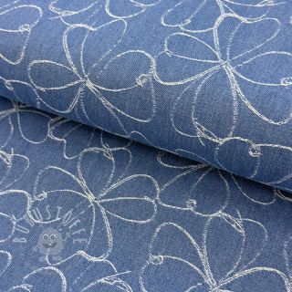 JEANS DENIM JACQUARD Flowers indigo
