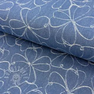 JEANS DENIM JACQUARD Flowers indigo