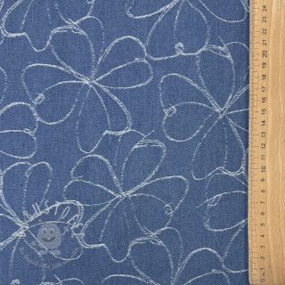 JEANS DENIM JACQUARD Flowers indigo