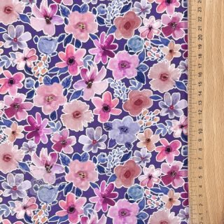 Baumwollstoff Significant flowers purple digital print