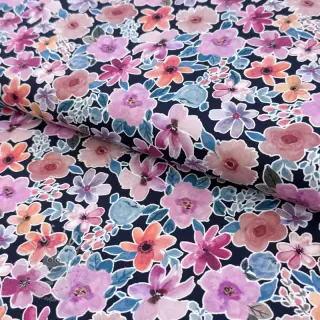 Baumwollstoff Significant flowers navy digital print