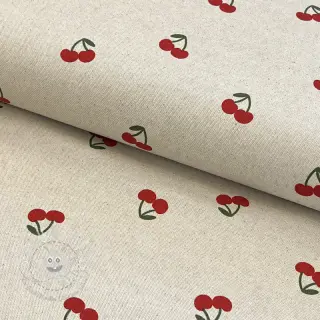 Dekostoff Linenlook Cherries natural