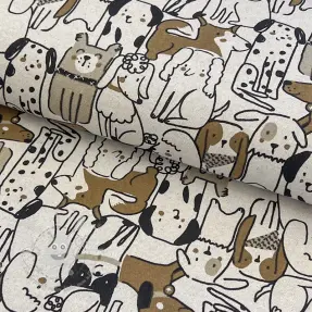 Dekostoff Linenlook Dogs natural
