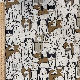 Dekostoff Linenlook Dogs natural