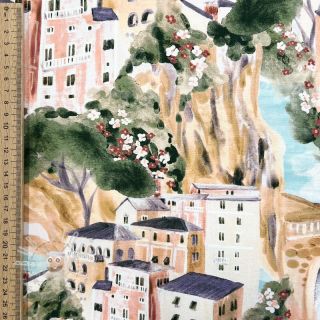 Dekostoff Houses ecru digital print