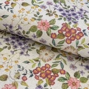 Dekostoff Linenlook Flowers meadow digital print
