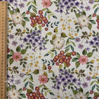 Dekostoff Linenlook Flowers meadow digital print