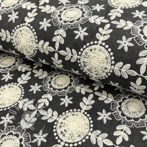 Baumwollstoff JEANS EMBROIDERY Niva design D