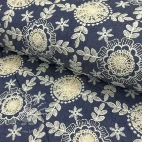 Baumwollstoff JEANS EMBROIDERY Niva design B