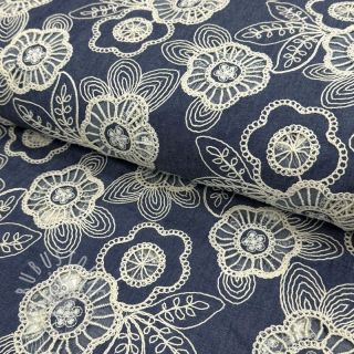 Baumwollstoff JEANS EMBROIDERY Niva design A