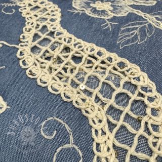 Baumwollstoff JEANS EMBROIDERY Flora design B
