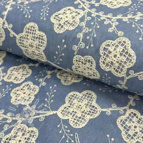 Baumwollstoff JEANS EMBROIDERY Flora design D
