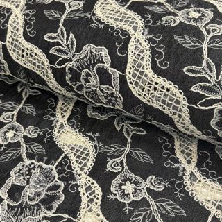 Baumwollstoff JEANS EMBROIDERY Flora design E