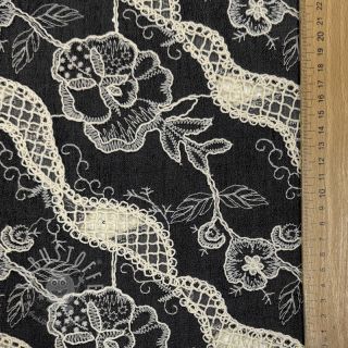 Baumwollstoff JEANS EMBROIDERY Flora design E