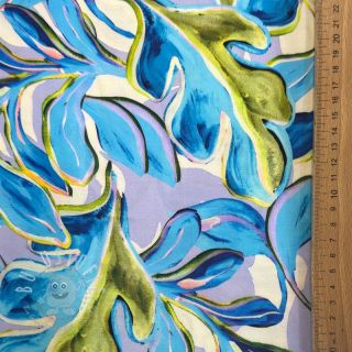 Viskosestoff SATIN Giselle blue digital print