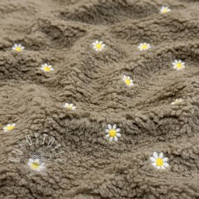 Mantelstoff TEDDY EMBROIDERY Mini taupe